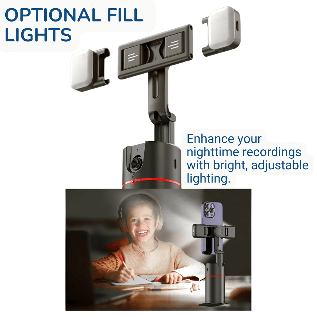 Effortless Recording with the All-New 360° Follow-Up Gimbal! With fill Lights