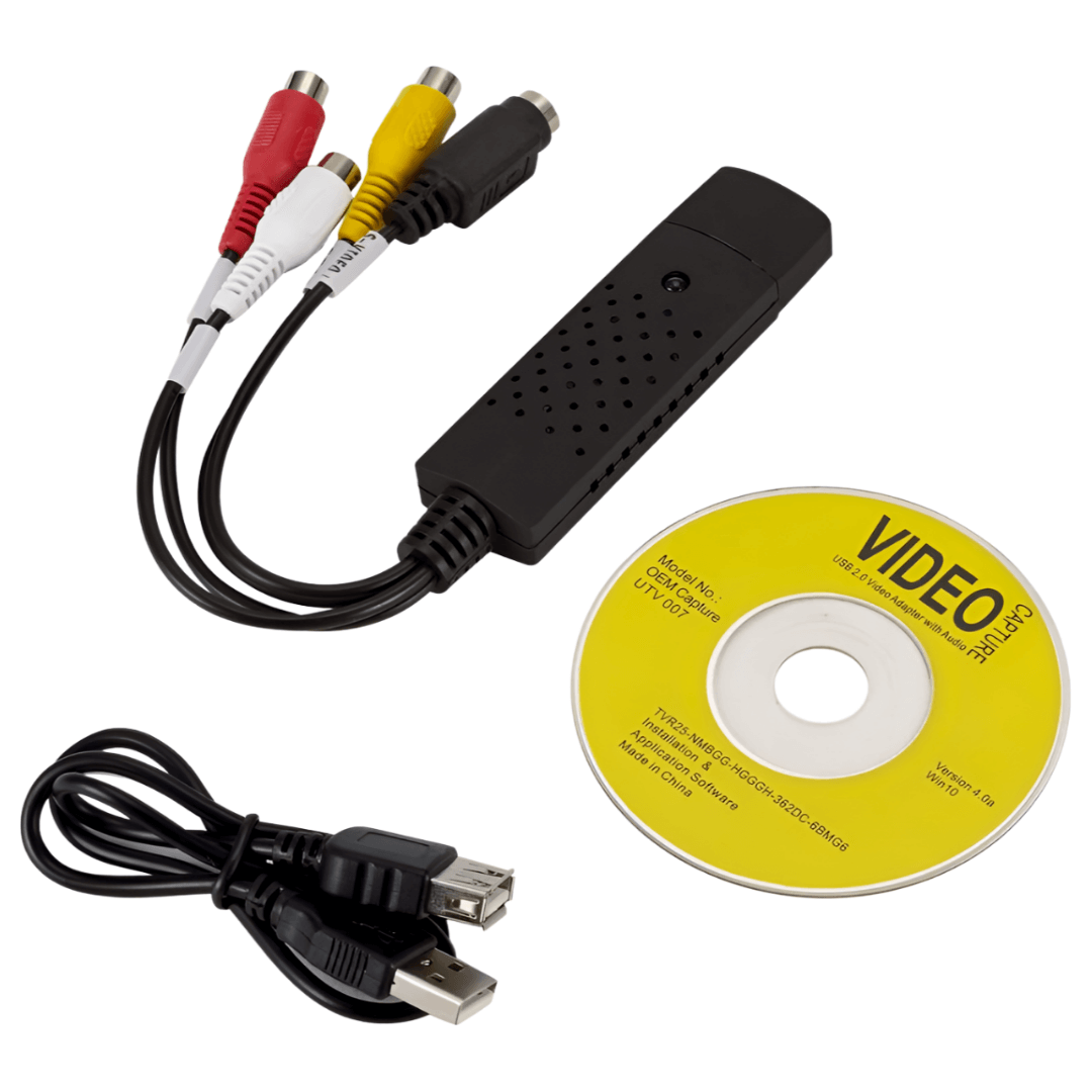 USB 2.0 Audio Video Capture Card Adapter with rca cables plus CD