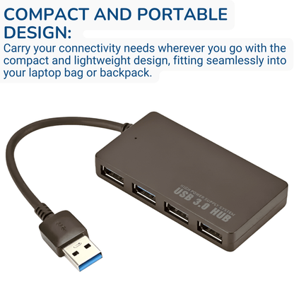 4-Port USB 3.0 Type C Port Hub Compact and Portable Design 