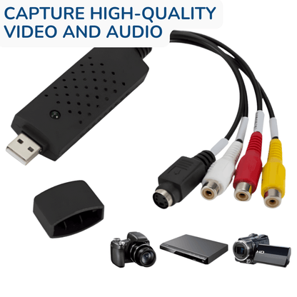 USB 2.0 Audio Video Capture Card Adapter with rca cables for video and audio capture