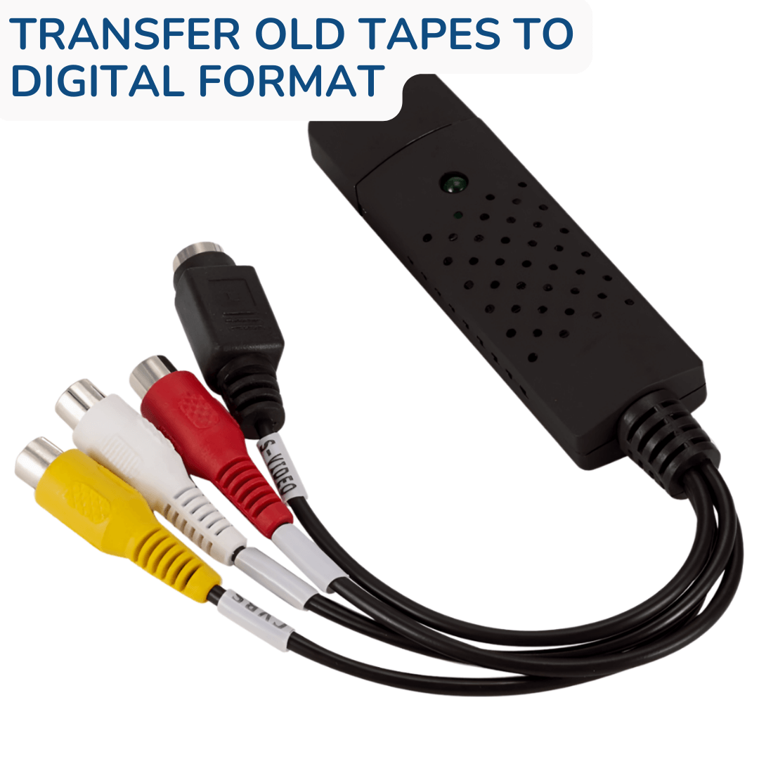 USB 2.0 Audio Video Capture Card Adapter with rca cables to transfer old tapes to digital format