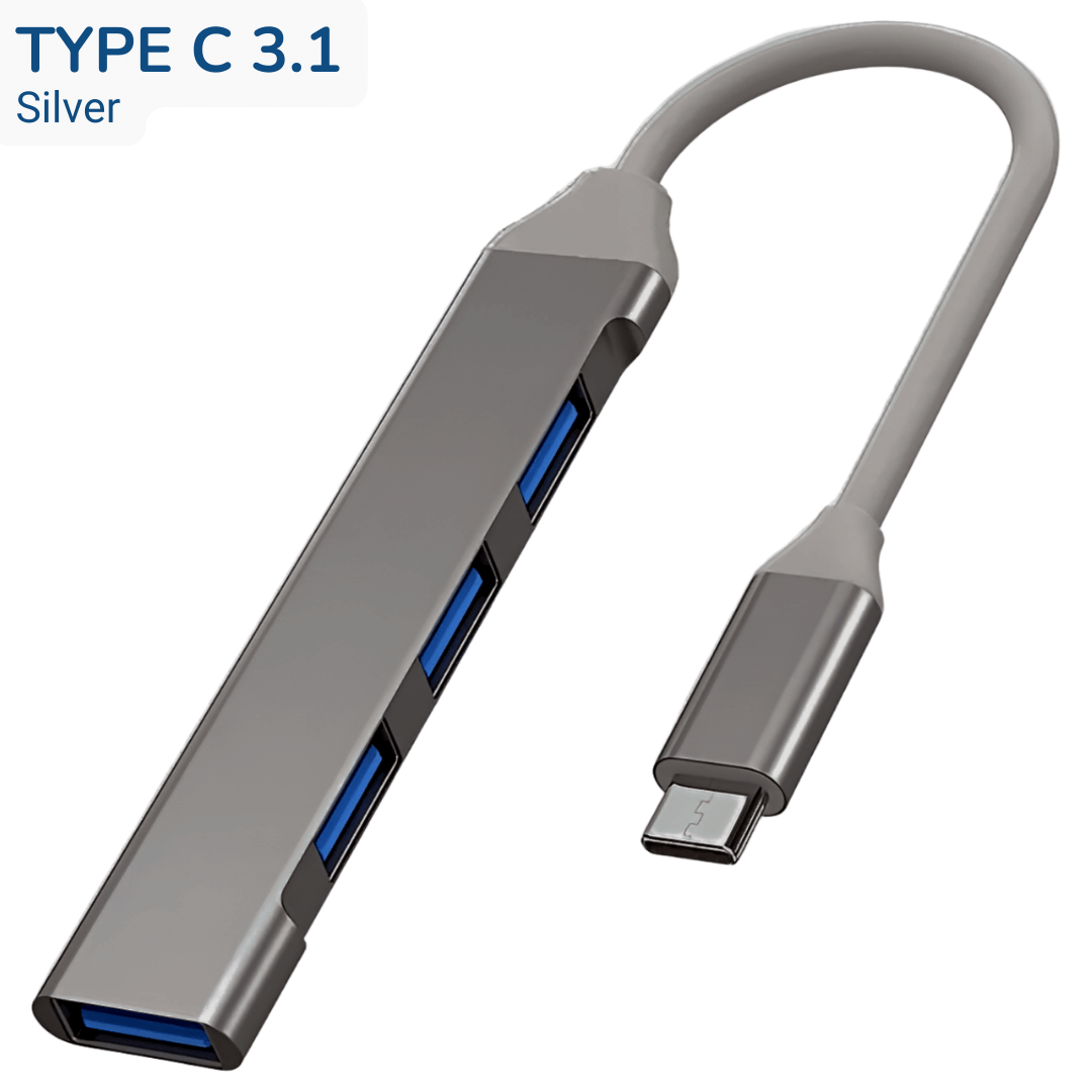 USB Port Hub 2.0/3.0 with OTG Function Type C 3.1 Silver