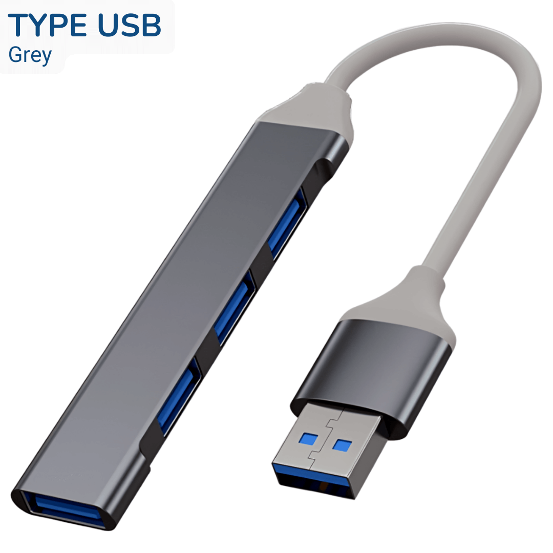 USB Port Hub 2.0/3.0 with OTG Function Type USB Grey
