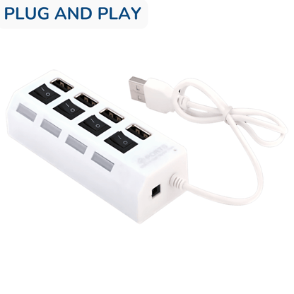 Universal 4 or 7 Ports USB 2.0 Port Hub Multiple Expander with Switches Plug and Play