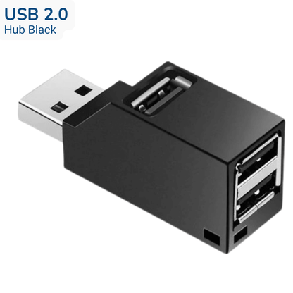 Mini 3-Port USB 2.0 Port Hub Black