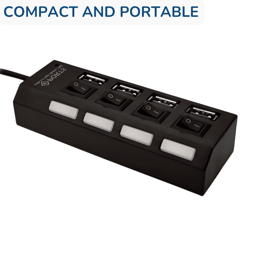 Universal 4 or 7 Ports USB 2.0 Port Hub Multiple Expander with Switches Compact and Portable