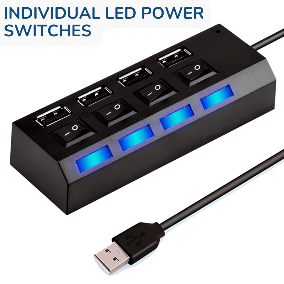 Universal 4 or 7 Ports USB 2.0 Port Hub Multiple Expander with Switches LED