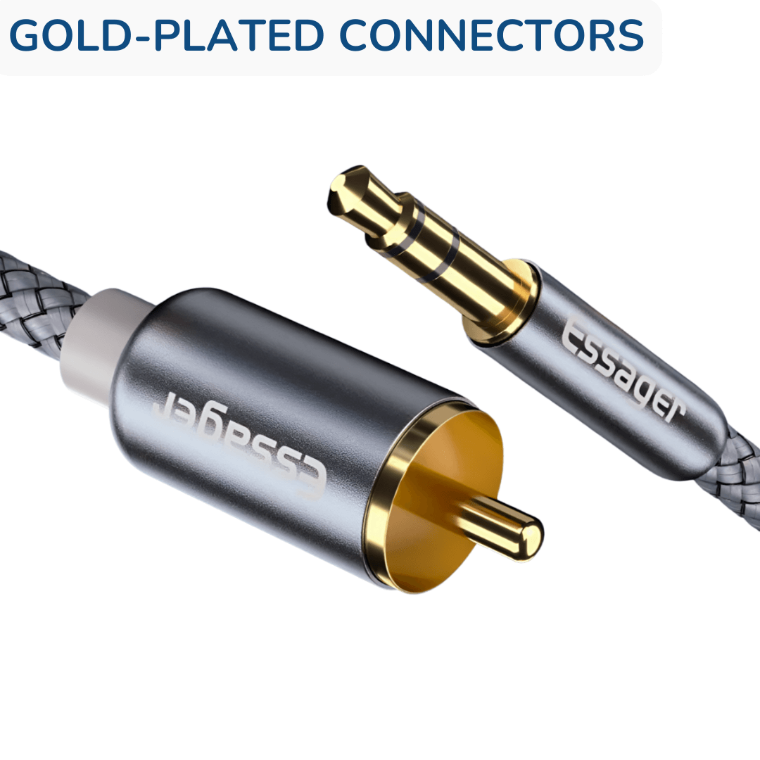 3.5mm Jack to 2 RCA Male Splitter Aux Cable Gold-Plated Connectors
